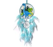 Dinosaur Dream Catchers para niños niñas, Dream Catcher Light Wall Decor Feather Wall Hanging Dino Dream Catcher Kids Gift Azul No light