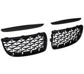 Rejilla de último estilo Diamond Meteor negro brillante y cromo para - Serie 3 E90 E91 325I 328I 335I - 2005- Negro plata