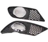 Parachoques delantero halógeno LED faro antiniebla con bombillas + cubierta de parrilla para Mercedes Benz W204 C63 AMG 2007 2008 2009 2010 2011 Em...