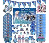 Frozen Anna Elsa Snow Queen Girls Birthday Party Decoraciones Juego de vajilla Suministros Niños Servilletas de papel felices Platos Tazas Seguro y...