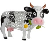 Ququ(jinan)dianzishangwuyouxiangongsi 100%New, Metal Daisy Cow Figure Sculpture Luz Solar Lámpara Nocturna Al Aire Libre Decoración De Patio