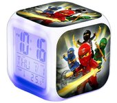 Ninjago Print Led Reloj Despertador Digital 7 Color Luz Nocturna Cambiante Casa Dormitorio Decoración Niños Juguetes Regalos Boris C