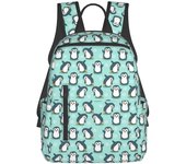 Unbaranded Mochila linda y divertida con patrón de pingüino, mochila de viaje de gran capacidad, mochila para computadora portátil, mochila resiste...