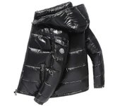 Chaqueta de plumas brillante para hombre Chaqueta de invierno para hombre Chaqueta de plumón con cuello alto con capucha-XinHan Negro L