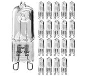 20 bombillas halógenas G9, bombillas halógenas regulables transparentes de 18w