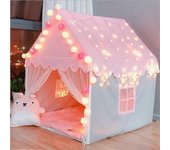 Tienda de juego de la princesa para niñas, casa de juegos del castillo de hadas con ventanas, tienda rosa