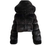 Abrigo de piel sintética para mujeres con capucha abrigos de burbujas recortados Chaquetas cortas cálidas de vellón Abrigos de invierno de talla gr...