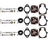 3 x Kit de reparación de reconstrucción de carburador y flotador apto para Evinrude 396701 65 70 75 Negro