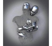 Love Heart Gray-3d Art Wall Metal Figure Sculpture Pareja Colgante Pintura para el hogar Oro FD30 40X40cm