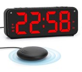 Reloj despertador ruidoso para adultos que duermen mucho, reloj despertador doble con agitador de cama, para dormitorios, 6.5in Disp