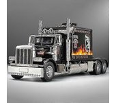 1:24 Peterbilt 389 Tractores Camión Aleación Modelo Coche Juguete Diecasts Fundición de Metal Sonido y Luz Juguetes De Coche Para Niños Vehículo Negro