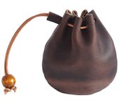 Cartera de cuero de vaca hecha a mano Bolso de mano Bolsa de almacenamiento con cordón suave Monedero Café