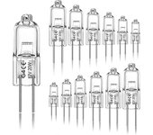 Mintian Paquete de 12 bombillas halógenas G4 20W 12V 2800K de 2 pines para campana, cocina, sala de estar, dormitorio