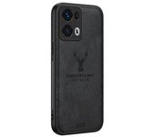 Para Oppo Reno13 Pro 5G Funda de teléfono híbrido con textura de tela con patrón de ciervo - Cuero PU - Negro Multicolor Black