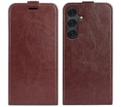 Para funda de teléfono Samsung Galaxy S25 con ranuras para tarjetas Funda de teléfono de cuero plegable vertical - Marrón Multicolor Brown