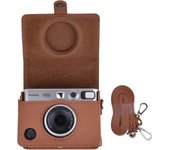 Estuche para cámara Mini EVO compatible con Fuji Instax Cámara instantánea Mini EVO con correa ajustable para el hombro en textura de lichi marrón ...