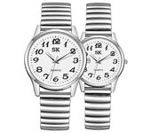 Relojes de pulsera para hombres y mujeres Relojes de cuarzo de banda elástica flexible para parejas 1 pair