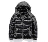 Chaqueta shiny down chaqueta de invierno de los hombres stand collar down chaqueta con capucha Negro 3XL