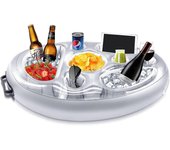 Tinor Soporte para bebidas inflables, bar flotante de piscina de 8 hoyos, portavasos de bebida Ensalada de frutas Buffet Piscina Accesorios para ad...