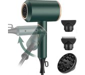 Secador de pelo plegable de viaje pequeño de 2000 W, secador de pelo ligero de iones con 2 boquillas de peinado y 1 difusor fo