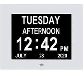 Demencia digital Reloj Calendario Reloj Día Fecha Reloj Grande Pantalla grande Claro sin abreviar Hora y fecha Blanco