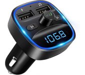 Lencent Bluetooth Fm Transmisor Adaptador de coche Transmisor Bluetooth para radio de coche, kit manos libres, 2 puertos USB, soporta tarjetas SD M...