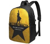 Hamilton The Musical Mochila Para Hombres, Mujeres, Adolescentes, Mochila Casual Resistente al Agua, Se Adapta A La Computadora Portátil Con Puerto...