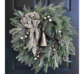 Corona de Navidad de la granja con campana de anillo Corona de vacaciones Puerta principal Adorno colgante Decoración navideña
