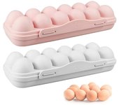 Paquete de 2 soportes para huevos cubiertos, soporte para huevos de rejilla 12 para contenedor de almacenamiento de huevos en refrigerador Bandejas...
