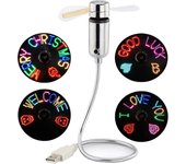 Ventilador USB LED, nuevo ventilador portátil programable creativo alimentado por USB, mini ventilador de mensaje de bricolaje de cuello de cisne p...