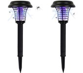 Paquete de 2 luces repelentes solares al aire libre, DINOWIN Mosquito Killer Lamp Electronic Insect Killer UV, 2 modos Insecto Mosquito Gusano Ases...