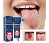 Flye Gel limpiador de lengua Kit de cepillo limpiador de lengua Desodorante oral Eliminador de olores Azul