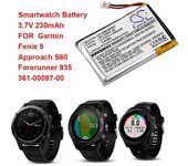 Cameron Sino Batería de reloj inteligente 230mAh para Garmin Fenix 5 Approach S60 Forerunner 935 361-00097-00 Negro