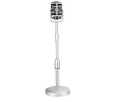 Modelo vintage de accesorios de micrófono de escritorio con altura ajustable, soporte de micrófono de estilo retro clásico Plata