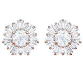 Pendientes Sunshine Stud, Pendientes en forma de sol, Chapado en tono oro rosa, Blanco