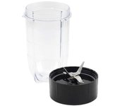 Cuchilla de repuesto + juego de tazas de 16 oz para, piezas de repuesto compatibles con la licuadora MB1001 de 250 W Negro transparente