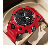 Reloj impermeable para hombre Relojes de pulsera digitales de cuarzo analógico militar deportivo rojo