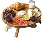 Madera al aire libre plegable Mesa de picnic Wine Glass Titular Mini Mesa de camping