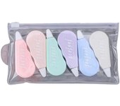 6 piezas / juego de cinta correctora agarre suave operación suave rodillo de pegamento de color crema de plástico útiles escolares KAESI C
