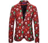 Mens Christmas Snowman Printed Jacket Suit Blazer