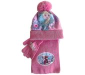 Niñas Niños Frozen Elsa Anna Minnie Pom Gorro de Punto Bufanda Guantes 3pcs/set -NMAOV A