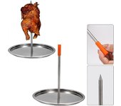 Brocheta vertical para barbacoa, parrilla para asador de pollo con base Parrilla para brochetas de asador de barbacoa, asador de acero inoxidable
