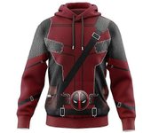 Sudaderas con capucha de Deadpool y Wolverine 3D para hombres Sudadera con capucha Tops jersey Disfraz de cosplay de Halloween Rojo M
