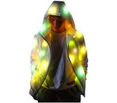 Hombres Mujeres Manga Larga Led Colorido Brillante Chaqueta Abrigo Ropa Luminosa Blanco M