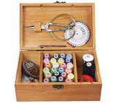 Caja de costura de madera retro Kit de costura con accesorios de costura para acampar en casa Niños Viaje de emergencia