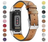 Correa de reloj ajustable de cuero genuino de primera calidad para Fitbit Charge 6/5 Espresso