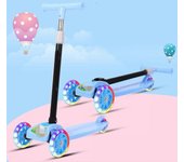 Patinete Infantil Plegable 3 Ruedas Intermitentes Deslizador Empuje Altura Ajustable Cubierta Ancha Para 28 Años Niños Niñas Azul