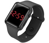 Reloj de cintura digital LED unisex para niños niñas niños deportes de silicona para mujer reloj de pulsera para hombre Negro