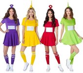 Disfraz de Teletubbies para mujer Tinky Winky Dipsy Laa-laa Po Cosplay Vestido de fiesta Disfraz Amarillo Adult L