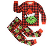 Niños Navidad El Grinch Pijama Estampado Pijama Top Pantalones Pijamas Conjunto Ropa de dormir Ropa de dormir Ropa de estar por casa Niños Niñas Re...